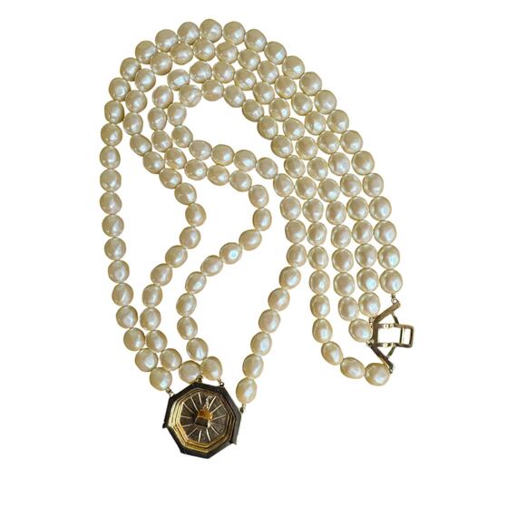 Yves Saint Laurent Vintage Four Strand Baroque Pearl Necklace w/Box & COA - Picture 6 of 16